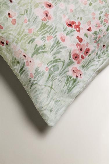 WATERCOLOUR PRINT CUSHION COVER - Green by Zara - Image 1