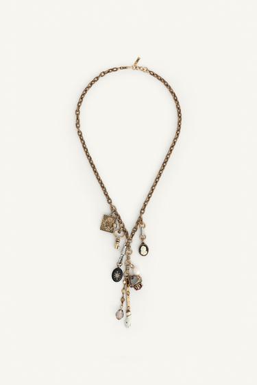 Zara MULTICHARM NECKLACE LIMITED EDITION - Aged gold