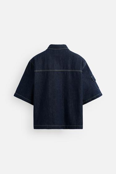 DENIM SHIRT WITH POCKETS - Blue by Zara - Image 8