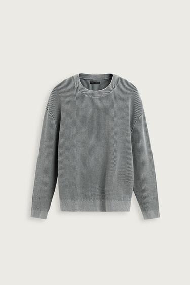 JERSEY ESTRUCTURA CANALÉ LAVADO - Gris de Zara