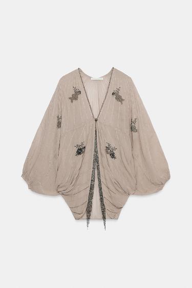 TOP BRODERIES FANTAISIE ÉDITION LIMITÉE - Gris / Beige de Zara - Image 5