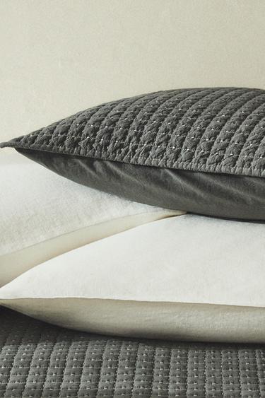 COTTON RAISED CUSHION COVER FOR QUILTS - Dark grey by Zara - Image 5
