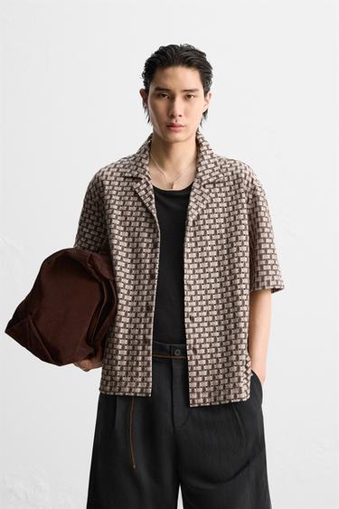 Zara 紋理襯衫 - 棕色
