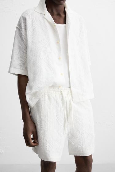 BERMUDA RELAXED FIT JACQUARD - Écru de Zara