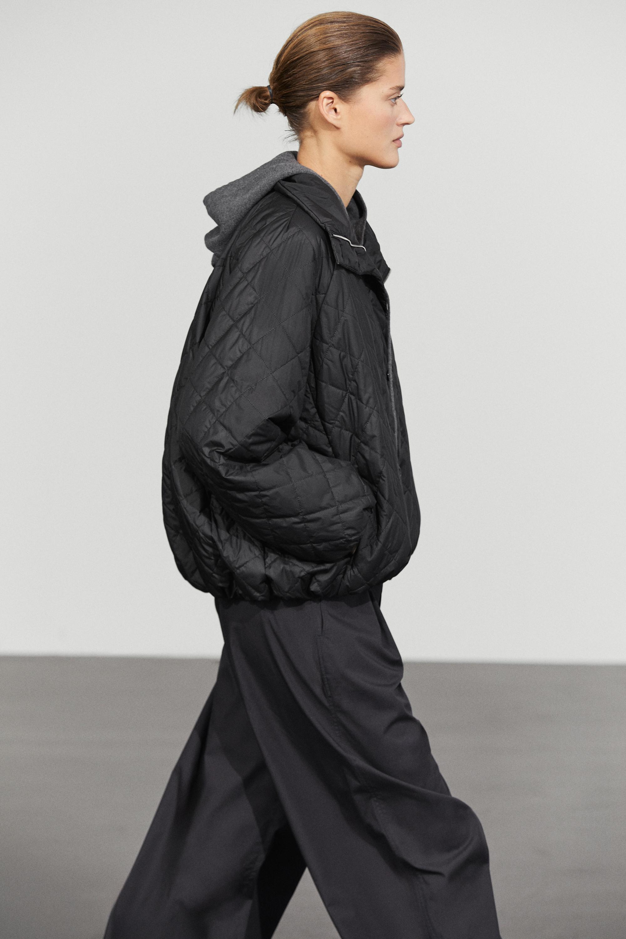 High neck quilted bomber jacket