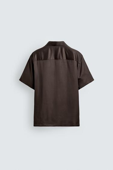 CHEMISE SATINÉE RELAXED FIT - Marron de Zara - Image 7