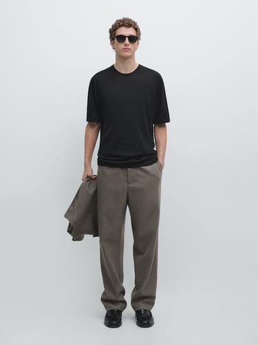 Zara Wool-blend short-sleeve knit sweater - Black - Image 0