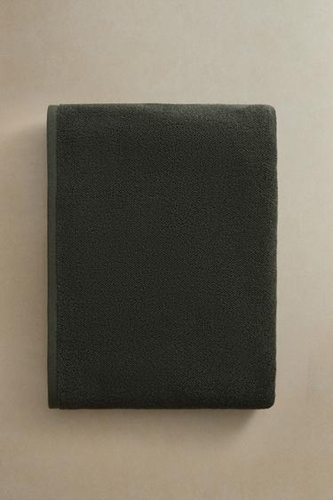 Zara RICE STITCH COTTON BATH TOWEL - Dark green