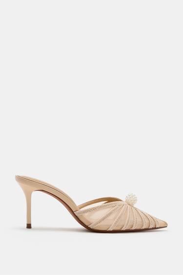 FAUX PEARL SLINGBACK SHOES - Beige by Zara
