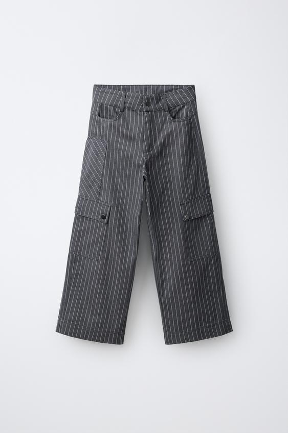 Zara PRUGASTE STOLARSKE PANTALONE – antracit siva – Slika 0