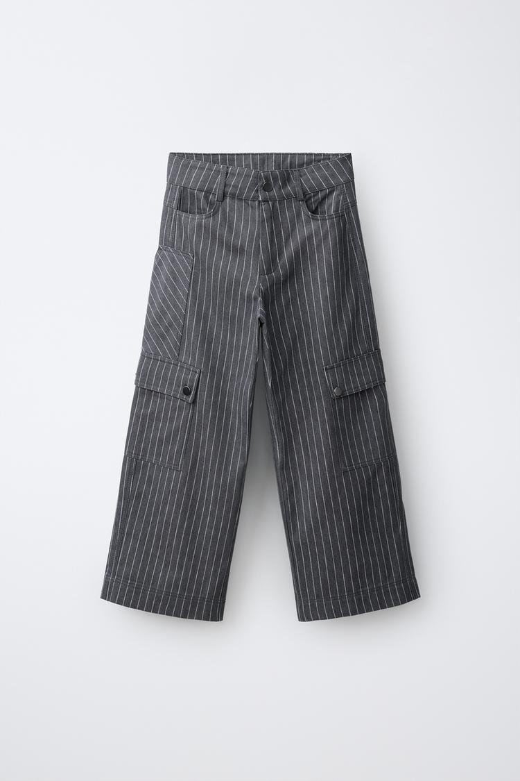 STRIPED CARPENTER PANTS — Anthracite grey