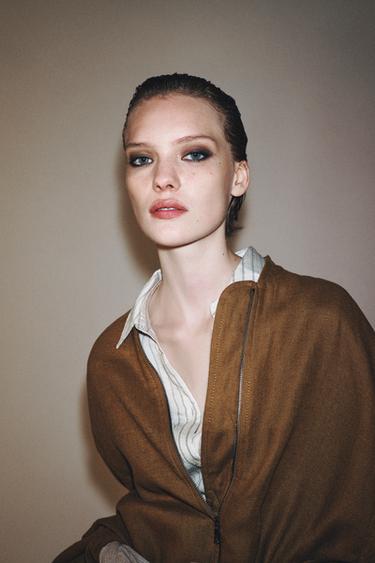 ZW COLLECTION OVERSIZED LINEN JACKET - Mustard by Zara - Image 3