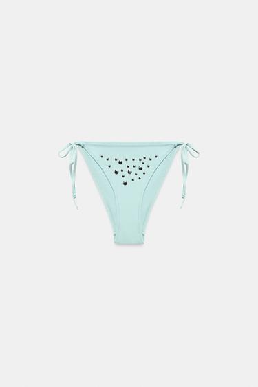 BAS DE BIKINI À CLOUS ET LIENS À NOUER - Turquoise clair de Zara - Image 3
