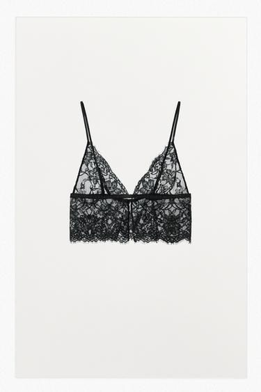 BRALETTE TRIANGOLARE IN PIZZO - Nero di Zara