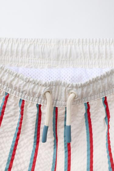 SHORT DE BAIN TEXTURÉ À RAYURES (2-6 ANS) - Écru / Vert de Zara - Image 2
