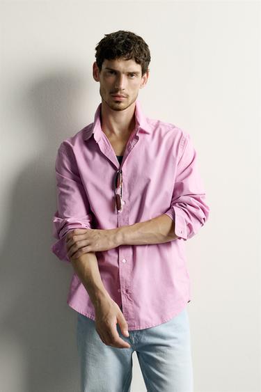 WASHED RELAXED FIT SHIRT - Pink by Zara