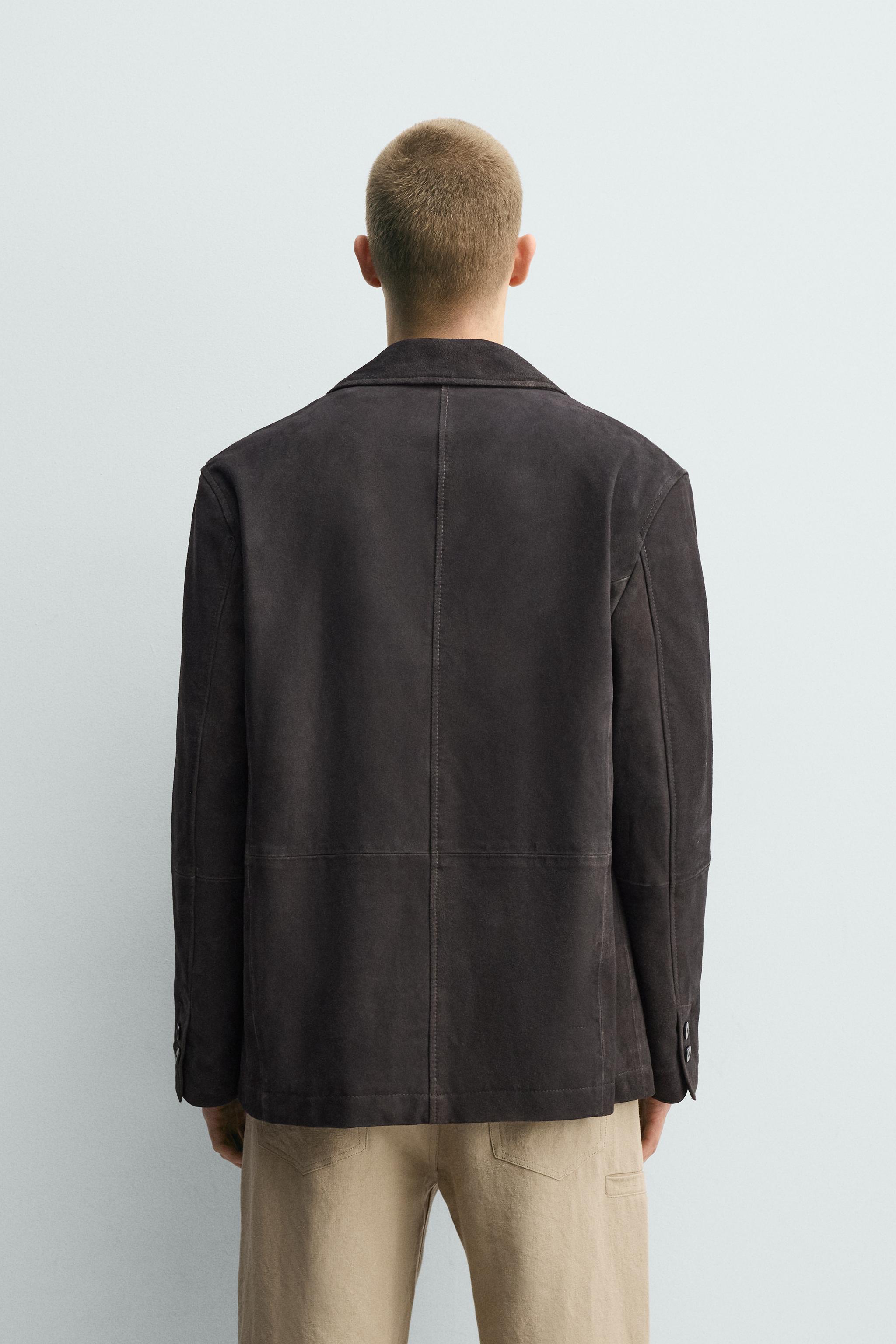 WASHED EFFECT SUEDE LEATHER BLAZER