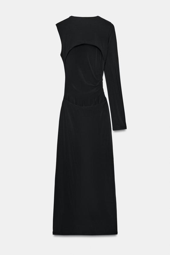 zahra asymmetric cutout long sleeve cocktail dress SLIT MAXI - Black 2025 NH SPRING BREAK EDIT stylish dinner dates Women's Plus Cap Sleeve COLOUR:WHITE