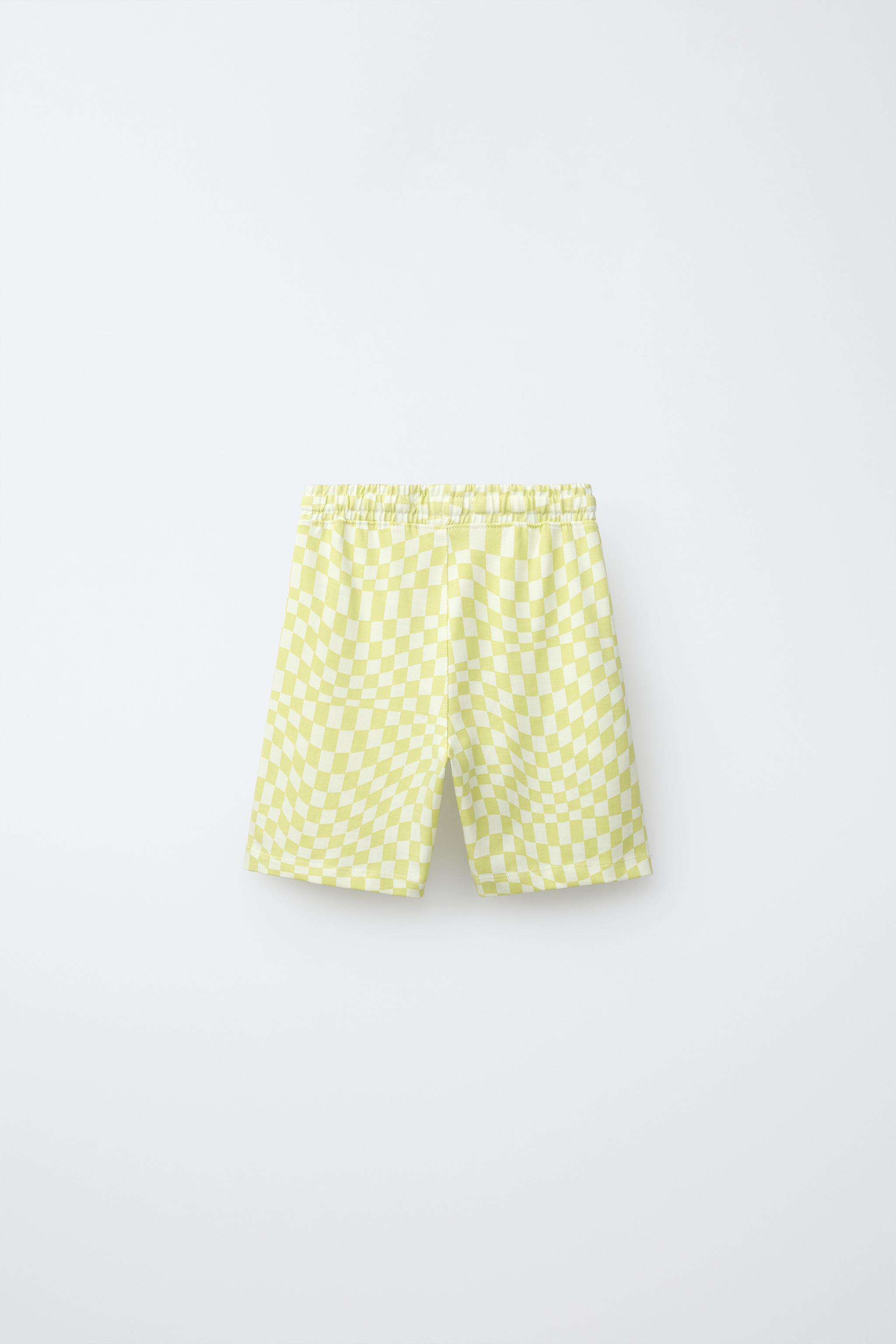 Детские шорты Zara CHECKERBOARD T-SHIRT AND BERMUDA SET — фото 5