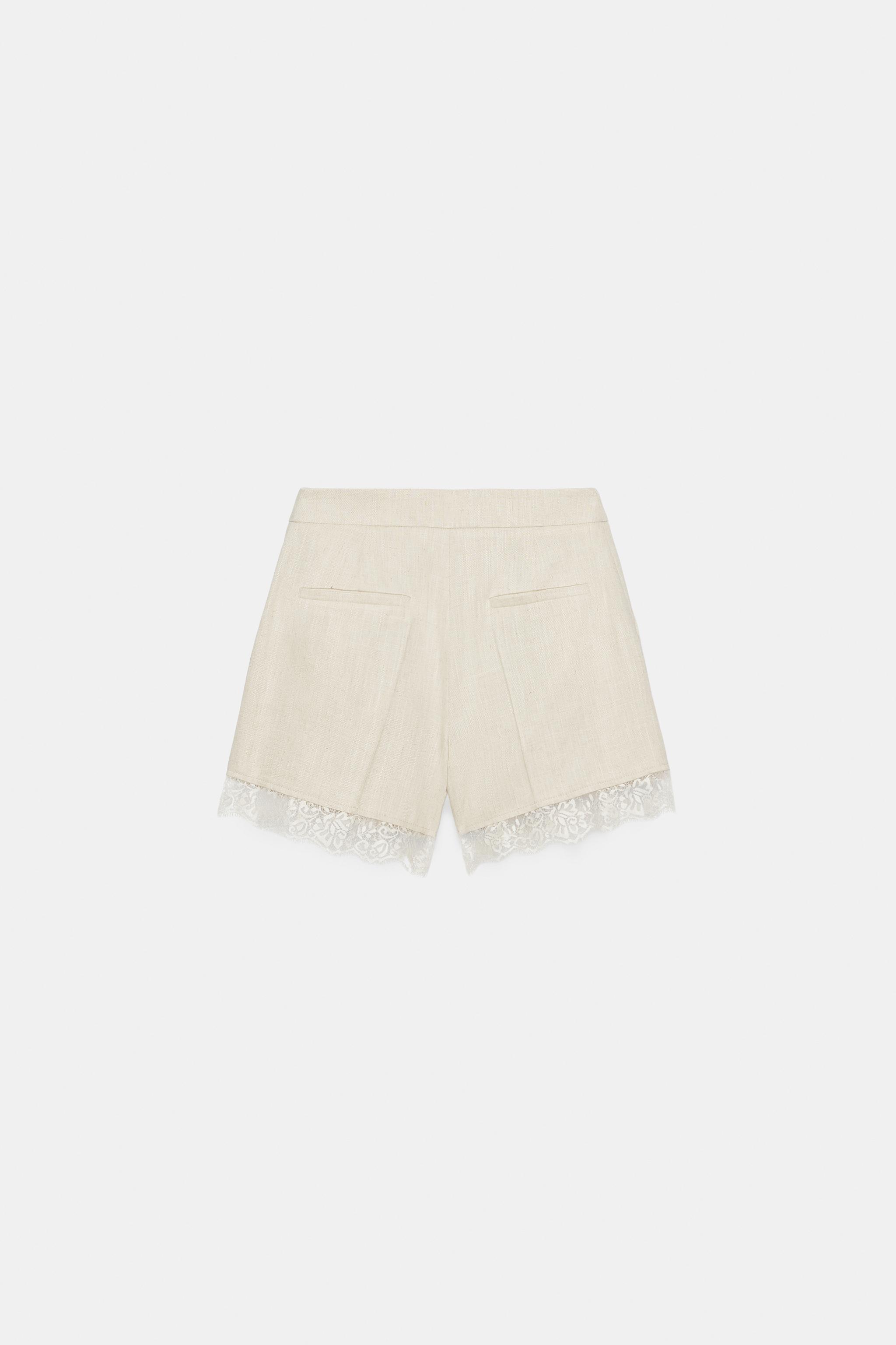 ダーツ入りレースバミューダパンツ - ライトベージュ | ZARA Japan / 日本
