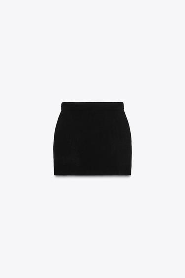 MINI JUPE EN MAILLE UNIE - Noir de Zara - Image 3