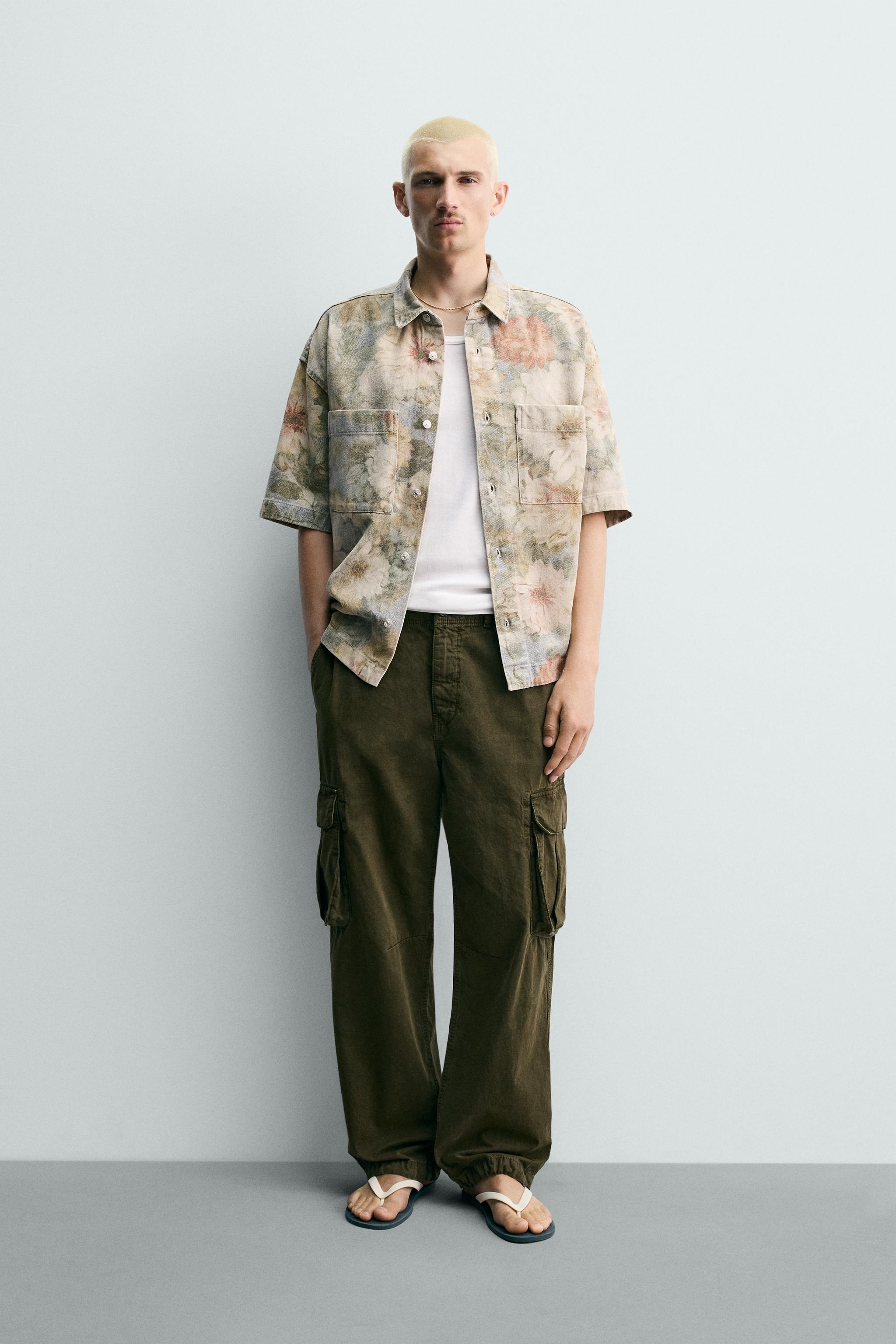 WASHED FLORAL PRINT RELAXED FIT SHIRT
