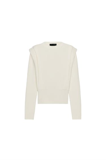 סוודר עם כריות כתפיים - בז' של Zara