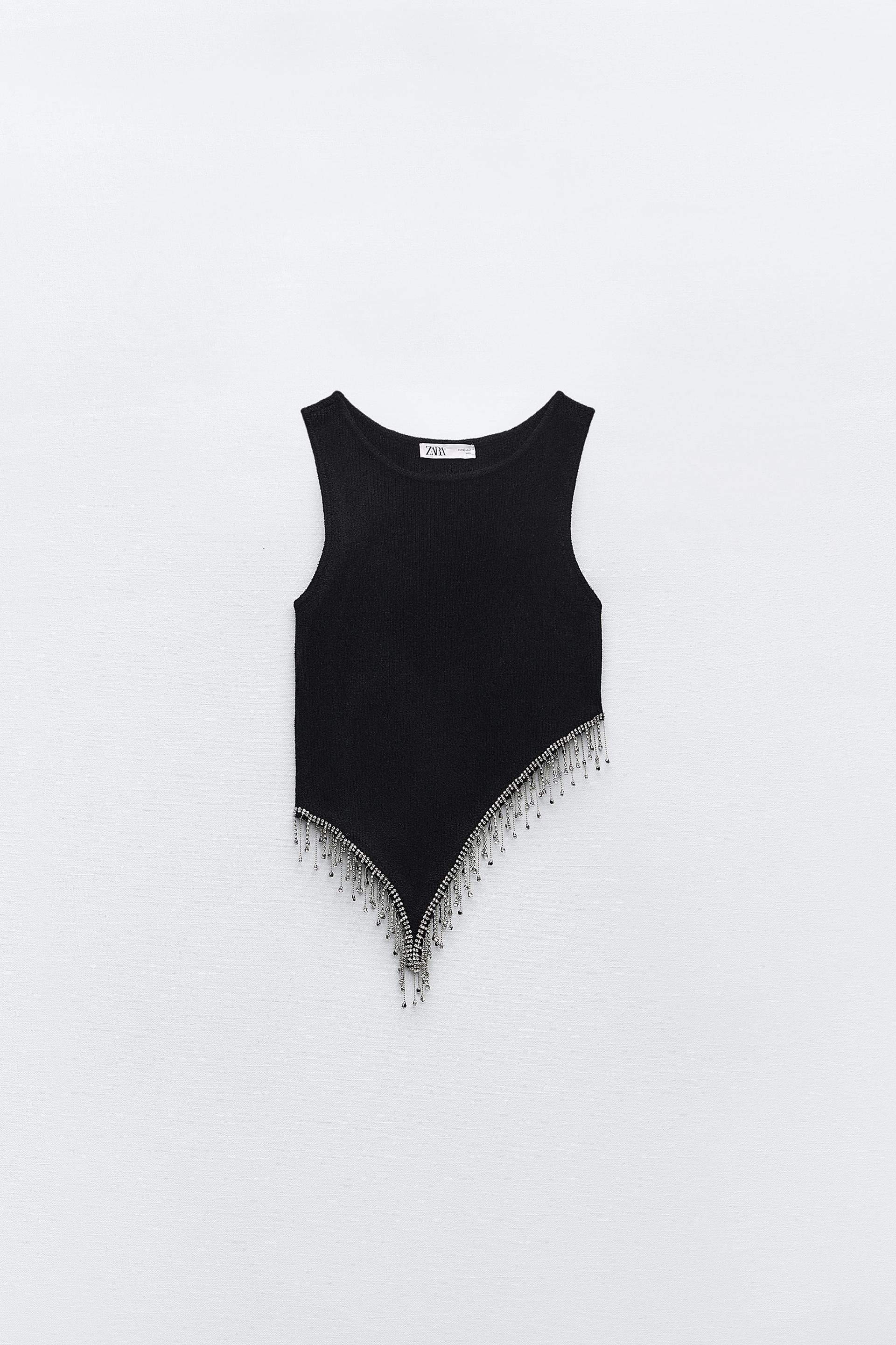 LACE-TRIMMED CAMISOLE TOP - Black / White