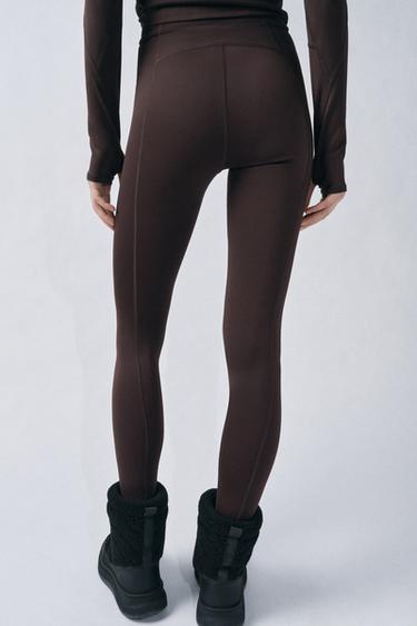 ZW COLLECTION HEAT-SEALED ZIP LEGGINGS - Brown by Zara - Image 2