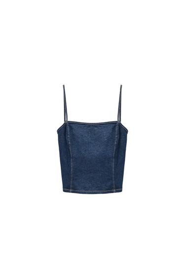 OPEN BACK DENIM TRF TOP