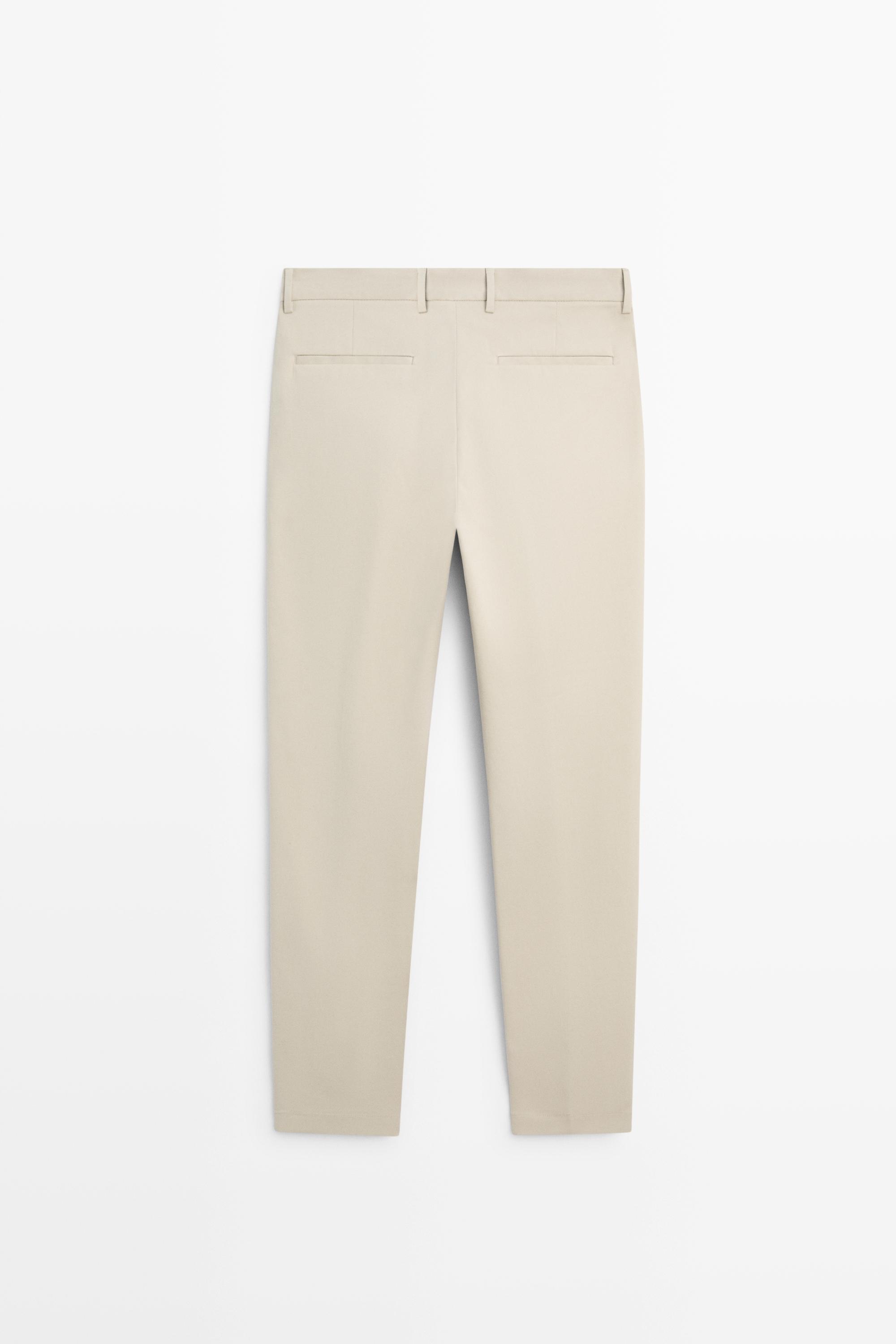 Cotton blend slim fit pants