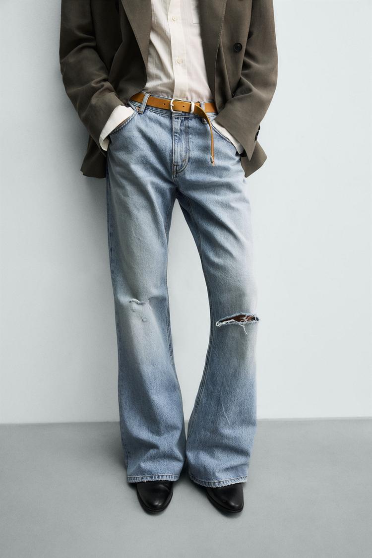 ZARA RIPPED FLARE FIT JEANS