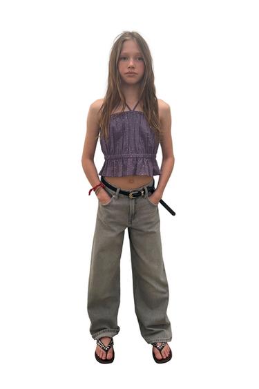 SEQUINNED HALTER CROP TOP - Anthracite grey by Zara