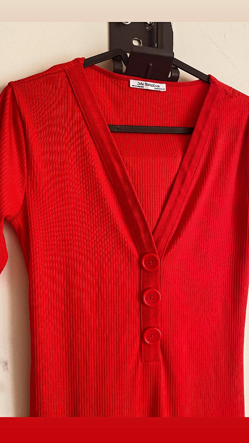 RIBBED DRESS WITH BUTTONS - Image 3