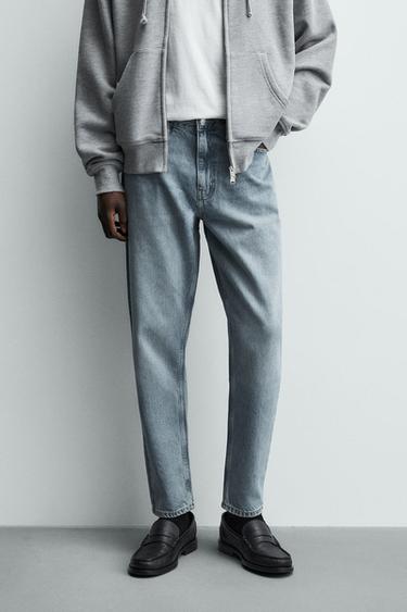 JEANS SLIM TAPERED FIT - E kaltër e mesme nga Zara