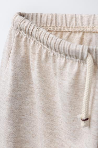 PANTALON EN MOLLETON HEAVY WIDE LEG BRODÉ - Sable / Chiné de Zara - Image 2