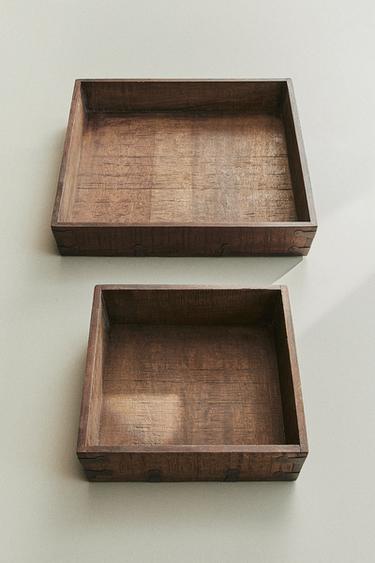 BOÎTE BOIS RUSTIQUE - Kaki de Zara