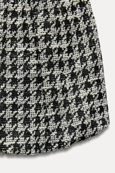 Zara HOUNDSTOOTH BALLOON SKIRT - Black / White