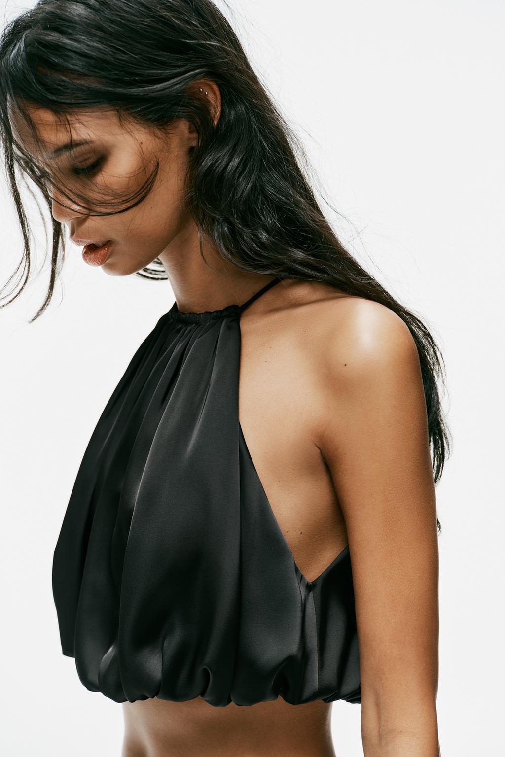 SATIN BUBBLE CROP TOP
