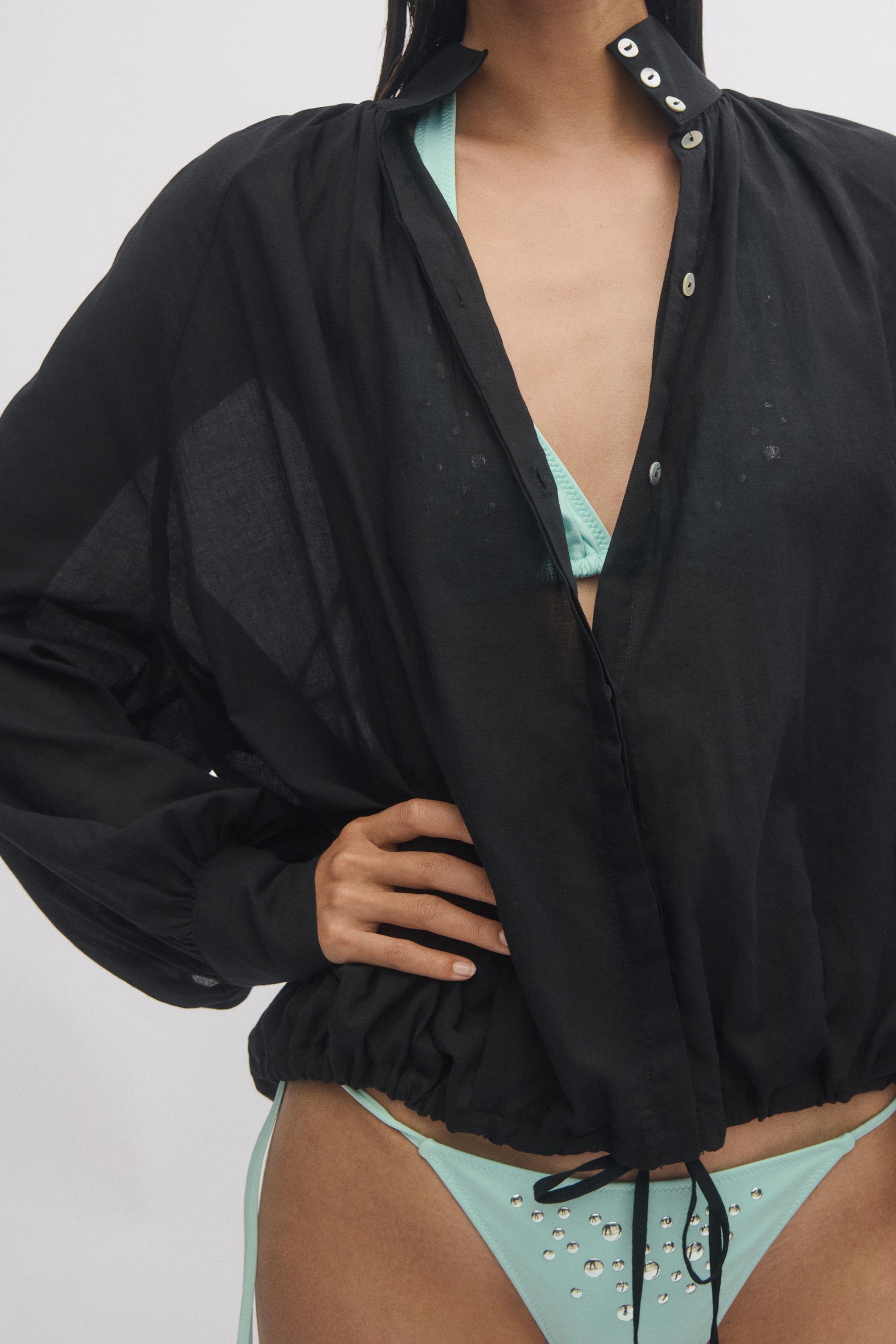 ZW COLLECTION HIGH NECK SHIRT — Black