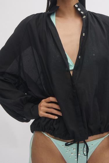 CHEMISE COL MONTANT ZW COLLECTION - Noir de Zara