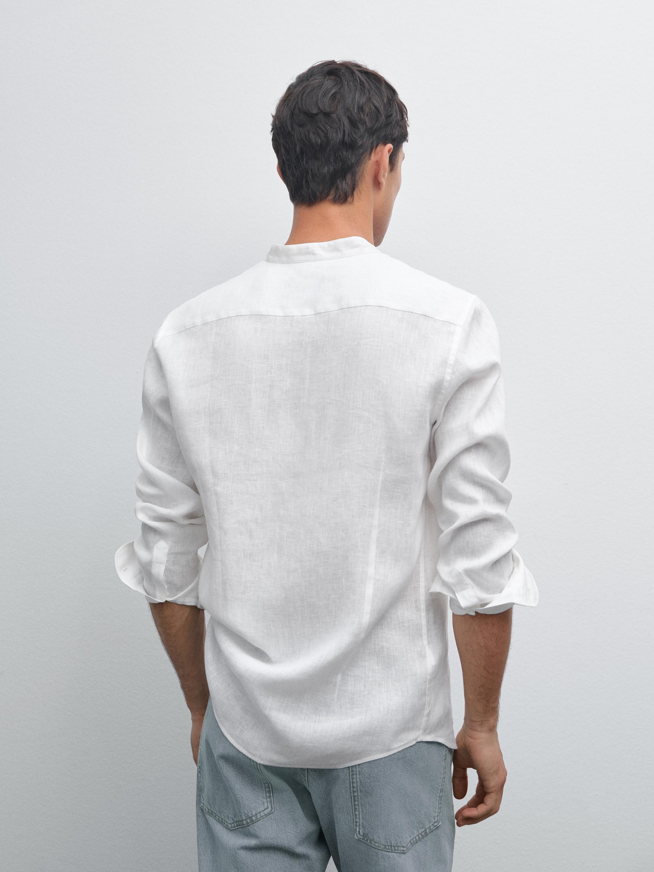 Regular fit shirt with stand collar