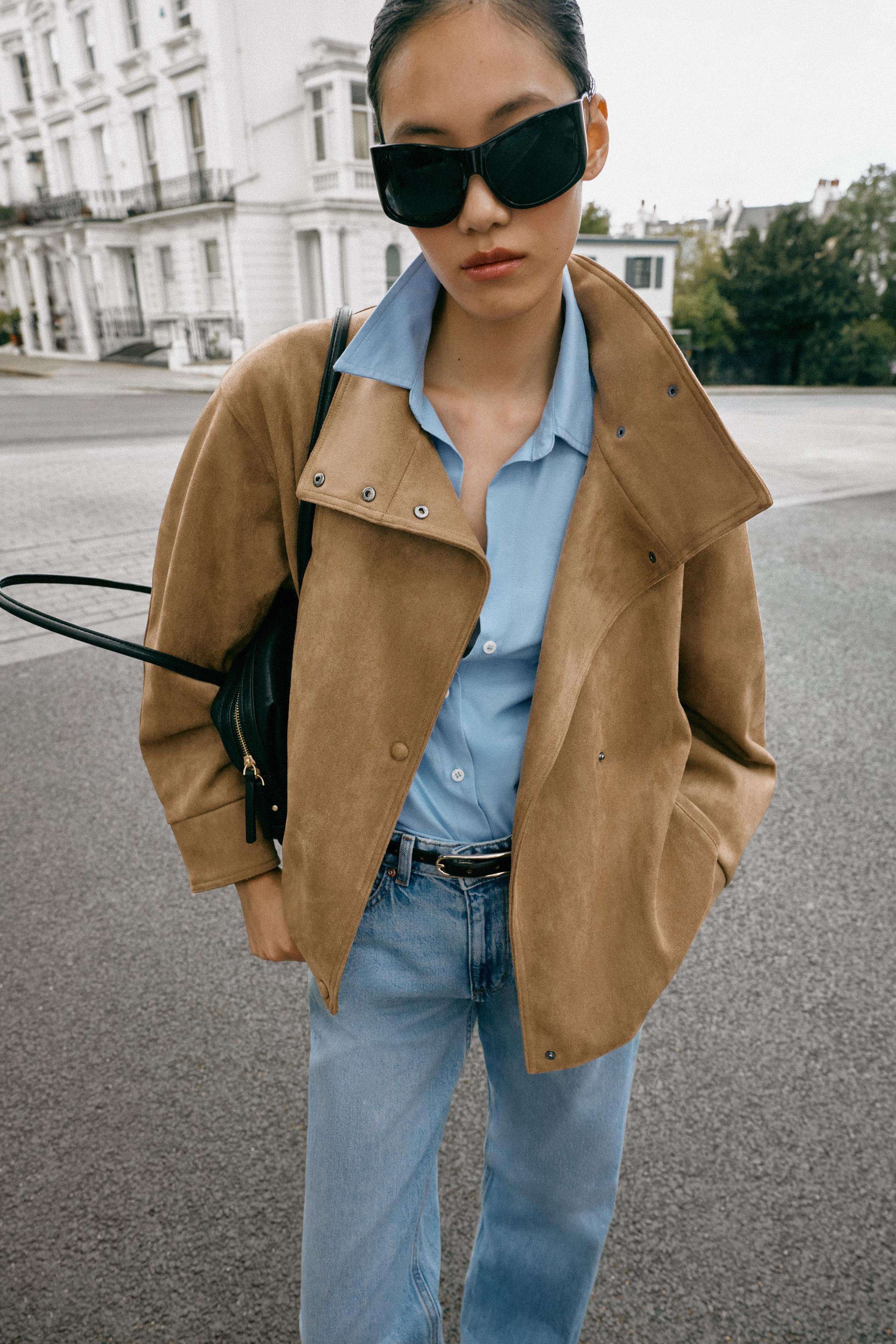 FAUX SUEDE BELTED JACKET