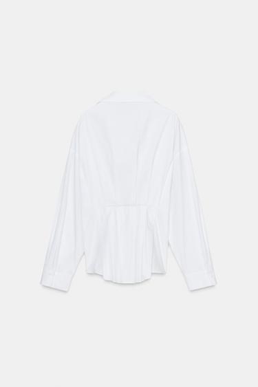 CHEMISE EN POPELINE À PLIS - Blanc de Zara - Image 6