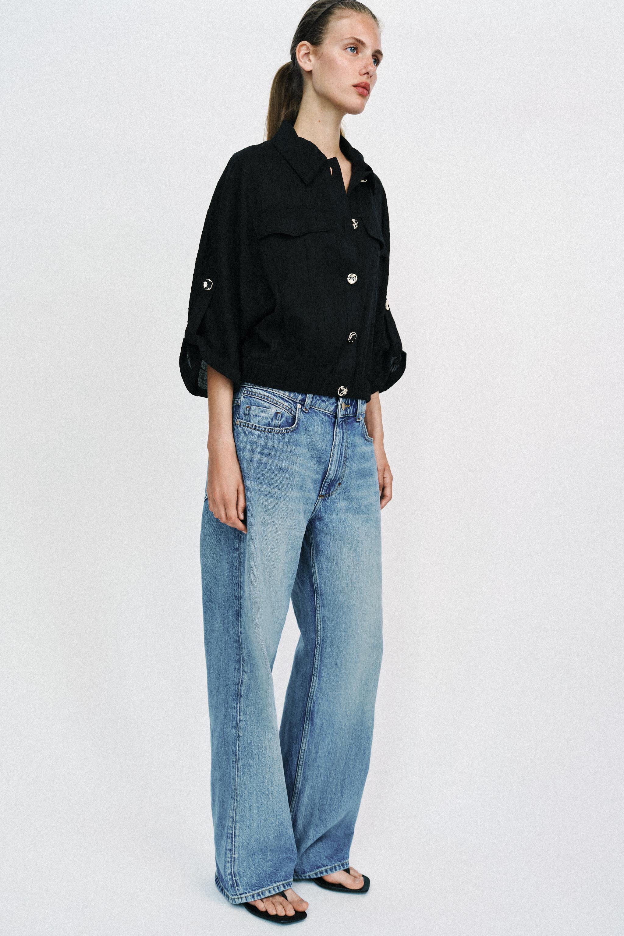 TABBED SLEEVE SAFARI BLOUSE