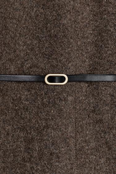 100% WOOL BELTED CARDIGAN - Brown / Taupe by Zara - Image 5