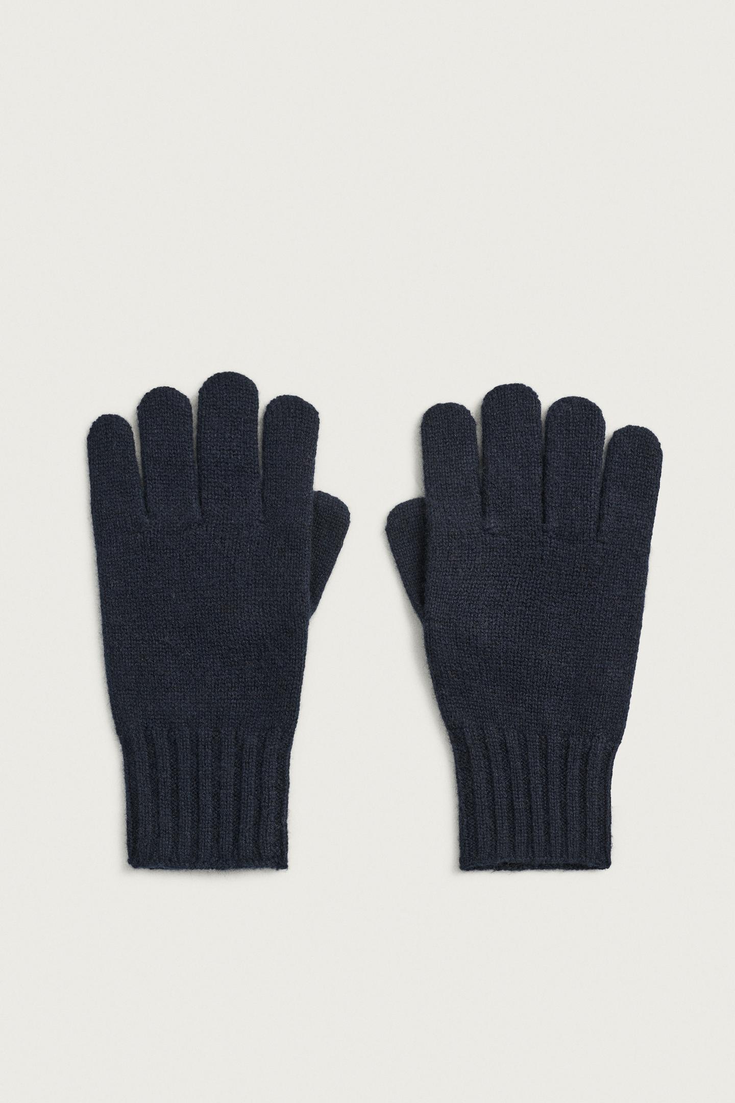 Мужские перчатки Zara Wool Blend Knit Gloves, цвет: Тёмный тёмно-синий — фото 1