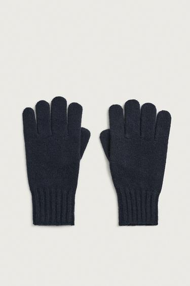 WOOL BLEND KNIT GLOVES — Dark navy 2