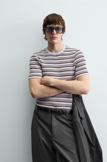 CAMISETA PUNTO CANALÉ RAYAS - rayas de Zara