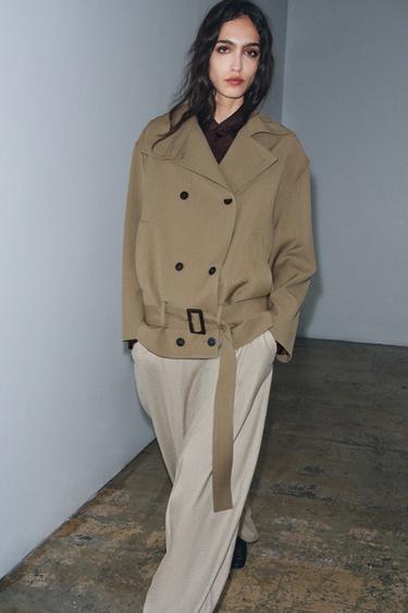 ZW COLLECTION FLOWING JACKET WITH BELT - Mink by Zara